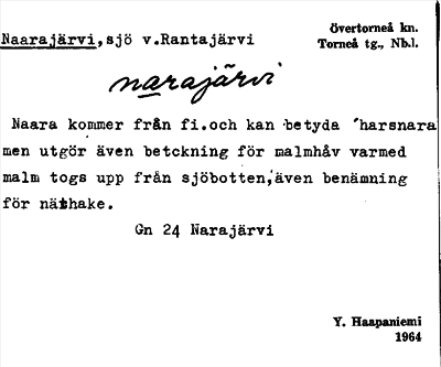 Bild på arkivkortet för arkivposten Naarajärvi