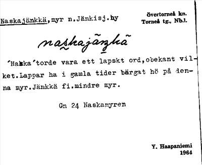 Bild på arkivkortet för arkivposten Naskajänkkä