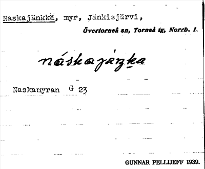 Bild på arkivkortet för arkivposten Naskajänkkä
