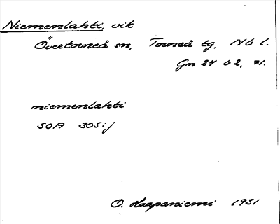 Bild på arkivkortet för arkivposten Niemenlahti