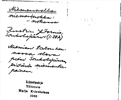 Bild på arkivkortet för arkivposten Niemennokka