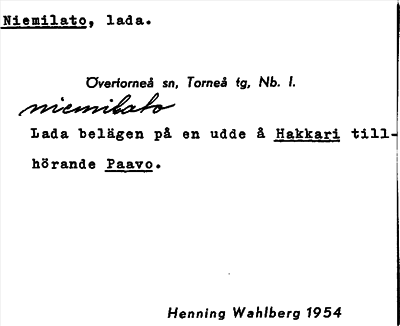 Bild på arkivkortet för arkivposten Niemilato