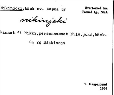 Bild på arkivkortet för arkivposten Nikinjoki