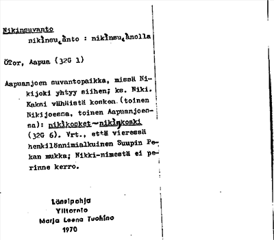 Bild på arkivkortet för arkivposten Nikinsuvanto