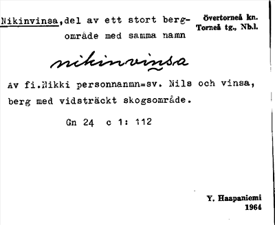 Bild på arkivkortet för arkivposten Nikinvinsa
