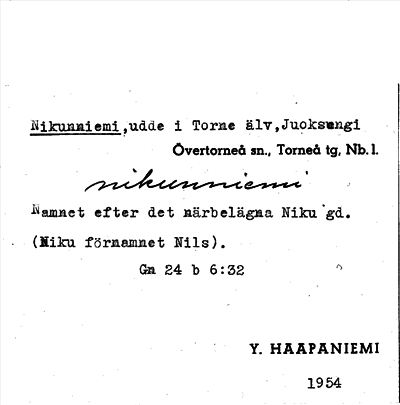 Bild på arkivkortet för arkivposten Nikunniemi