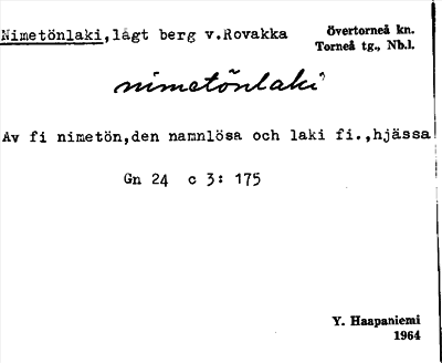 Bild på arkivkortet för arkivposten Nimetönlaki