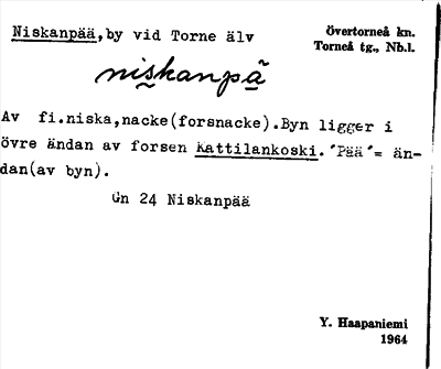 Bild på arkivkortet för arkivposten Niskanpää