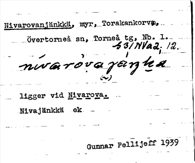 Bild på arkivkortet för arkivposten Nivarovanjänkkä