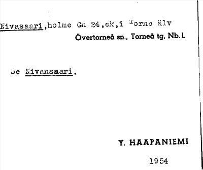 Bild på arkivkortet för arkivposten Nivasaari, se Nivansaari