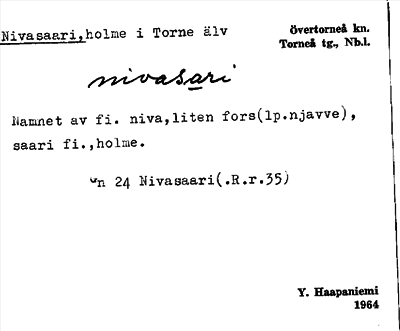 Bild på arkivkortet för arkivposten Nivasaari