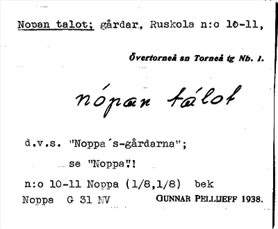 Bild på arkivkortet för arkivposten Nopan talot