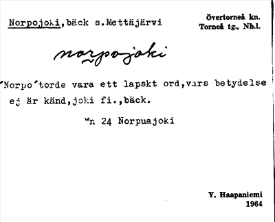 Bild på arkivkortet för arkivposten Norpojoki