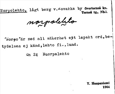 Bild på arkivkortet för arkivposten Norpolehto