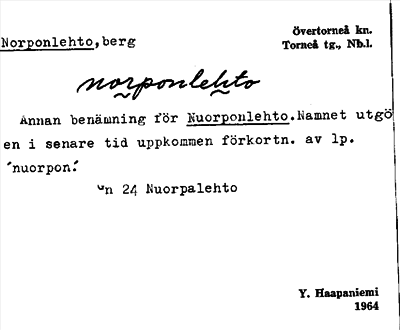 Bild på arkivkortet för arkivposten Norponlehto