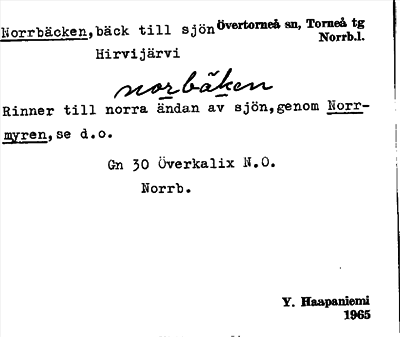 Bild på arkivkortet för arkivposten Norrbäcken