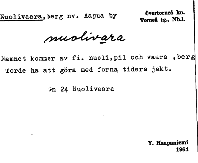 Bild på arkivkortet för arkivposten Nuolivaara