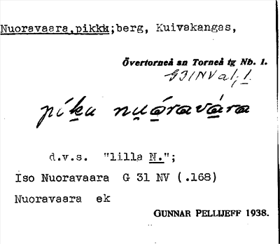 Bild på arkivkortet för arkivposten Nuoravaara, pikku