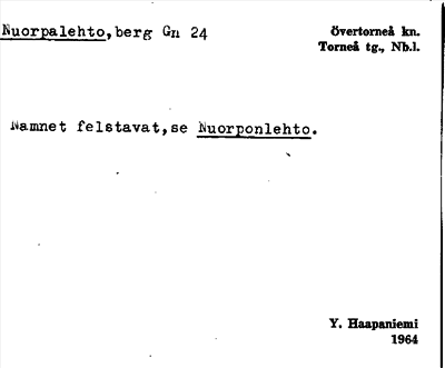Bild på arkivkortet för arkivposten Nuorpalehto, se Nuorponlehto