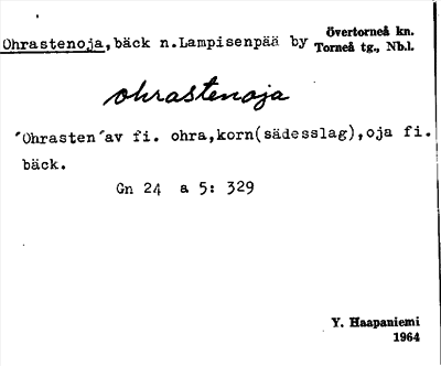 Bild på arkivkortet för arkivposten Ohrastenoja
