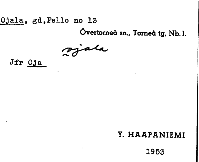 Bild på arkivkortet för arkivposten Ojala
