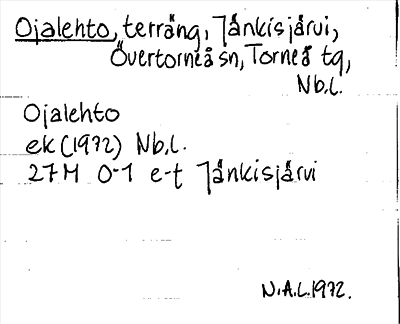 Bild på arkivkortet för arkivposten Ojalehto