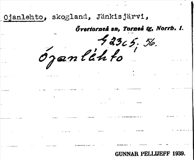 Bild på arkivkortet för arkivposten Ojanlehto