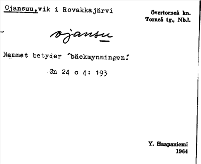 Bild på arkivkortet för arkivposten Ojansuu