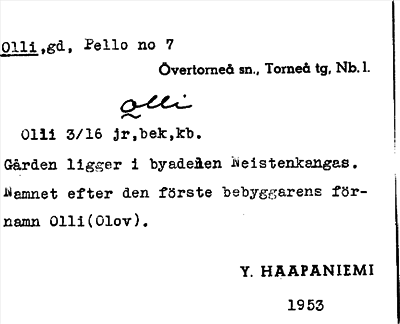 Bild på arkivkortet för arkivposten Olli