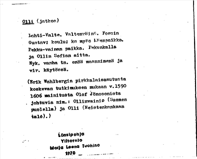 Bild på arkivkortet för arkivposten Olli