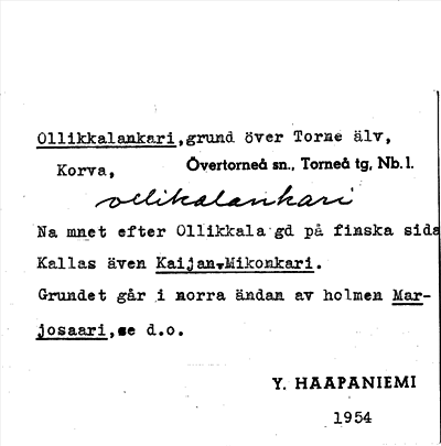 Bild på arkivkortet för arkivposten Ollikkalankari
