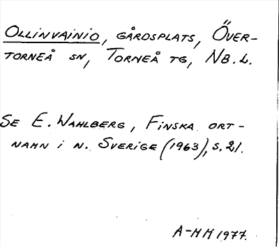 Bild på arkivkortet för arkivposten Ollinvainio