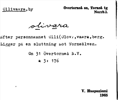 Bild på arkivkortet för arkivposten Ollivaara