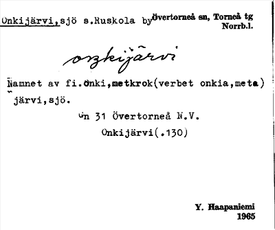 Bild på arkivkortet för arkivposten Onkijärvi