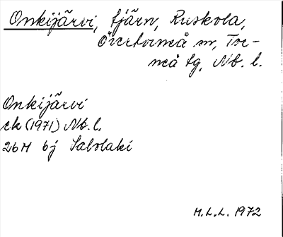 Bild på arkivkortet för arkivposten Onkijärvi