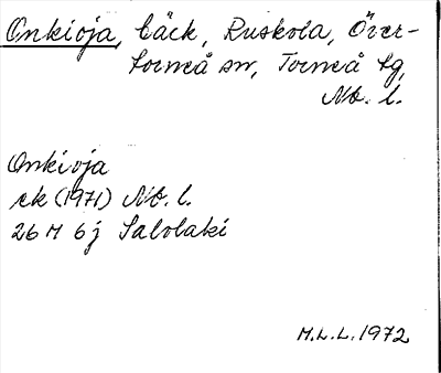 Bild på arkivkortet för arkivposten Onkioja