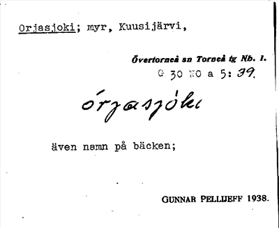 Bild på arkivkortet för arkivposten Orjasjoki
