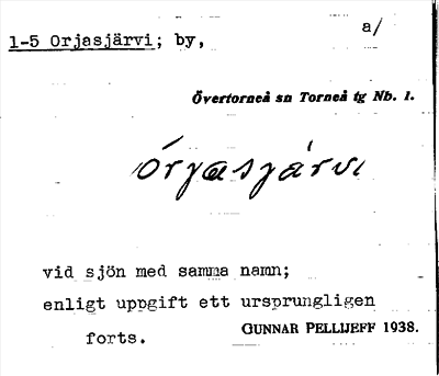 Bild på arkivkortet för arkivposten Orjasjärvi