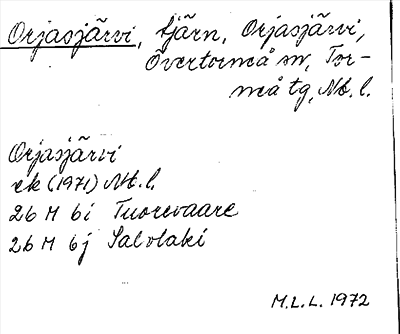 Bild på arkivkortet för arkivposten Orjasjärvi