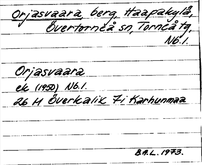 Bild på arkivkortet för arkivposten Orjasvaara