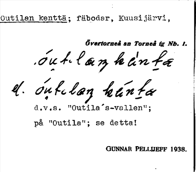 Bild på arkivkortet för arkivposten Outilan kenttä