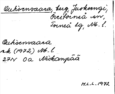 Bild på arkivkortet för arkivposten Outisenvaara