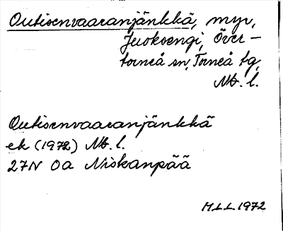 Bild på arkivkortet för arkivposten Outisenvaaranjänkkä