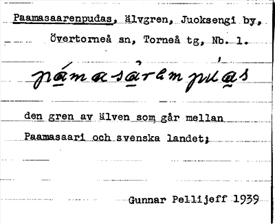 Bild på arkivkortet för arkivposten Paamasaarenpudas