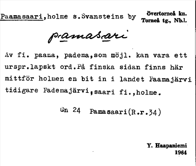 Bild på arkivkortet för arkivposten Paamasaari