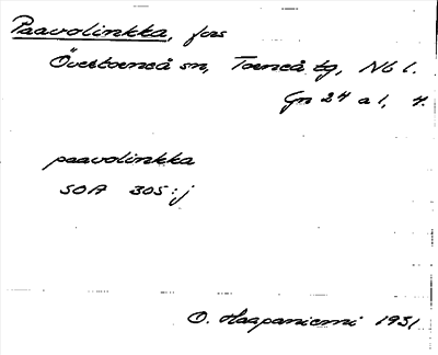 Bild på arkivkortet för arkivposten Paavolinkka