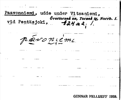 Bild på arkivkortet för arkivposten Paavonniemi