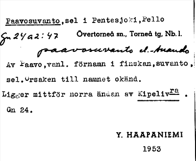 Bild på arkivkortet för arkivposten Paavosuvanto