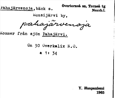 Bild på arkivkortet för arkivposten Pahajärvenoja