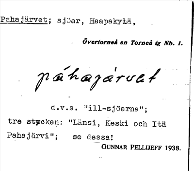 Bild på arkivkortet för arkivposten Pahajärvet
